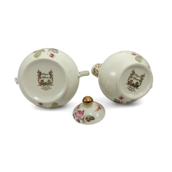ROYAL ELFREDA Ceramic Creamer And Sugar Bowl Set Blushing Beauty Vintage - Picture 8 of 9